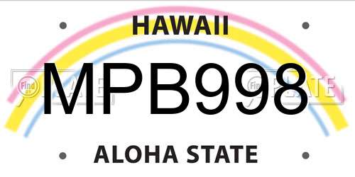 MPB998 Hawaii License Plate