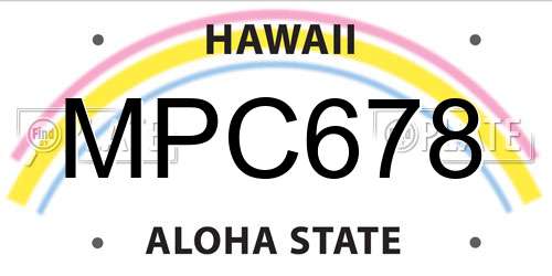 MPC678 Hawaii License Plate