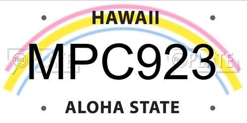 MPC923 Hawaii License Plate