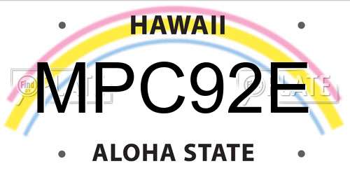 MPC92E Hawaii License Plate