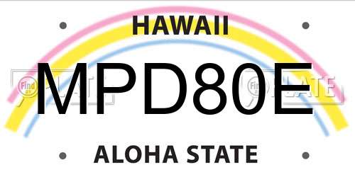 MPD80E Hawaii License Plate