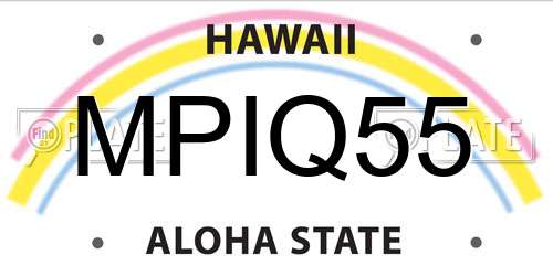 MPIQ55 Hawaii License Plate