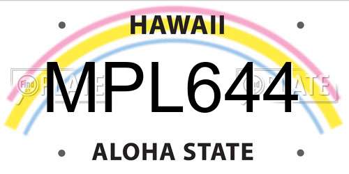MPL644 Hawaii License Plate