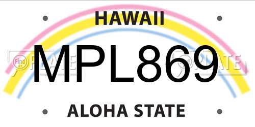 MPL869 Hawaii License Plate