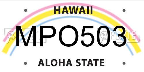 MPO503 Hawaii License Plate