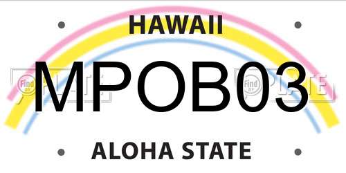MPOB03 Hawaii License Plate