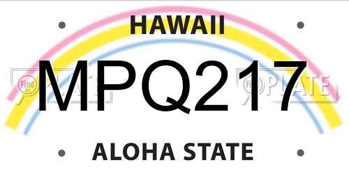 MPQ217 Hawaii License Plate