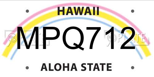 MPQ712 Hawaii License Plate