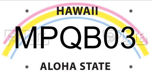 MPQB03 Hawaii License Plate