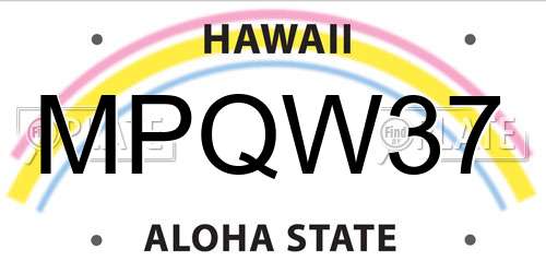 MPQW37 Hawaii License Plate