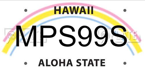 MPS99S Hawaii License Plate