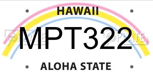MPT322 Hawaii License Plate