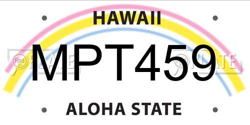 MPT459 Hawaii License Plate