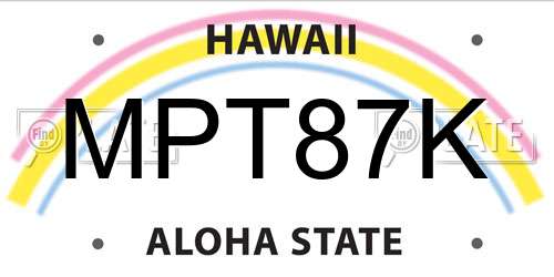MPT87K Hawaii License Plate