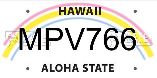 MPV766 Hawaii License Plate