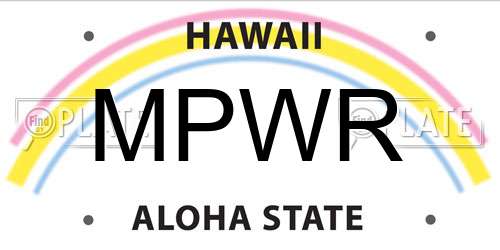 MPWR Hawaii License Plate