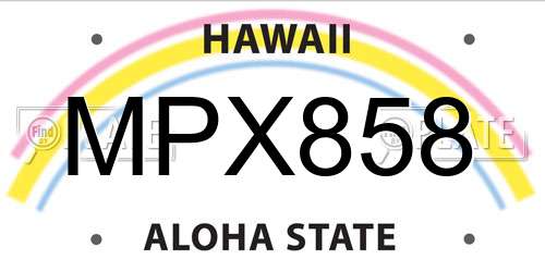 MPX858 Hawaii License Plate