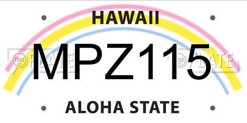 MPZ115 Hawaii License Plate