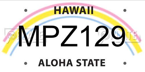 MPZ129 Hawaii License Plate