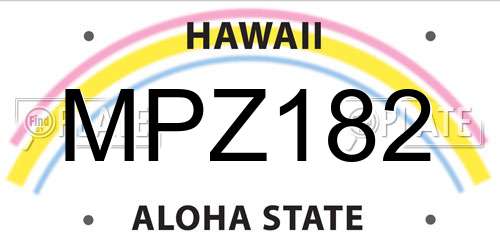 MPZ182 Hawaii License Plate