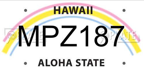 MPZ187 Hawaii License Plate