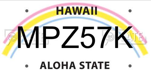 MPZ57K Hawaii License Plate