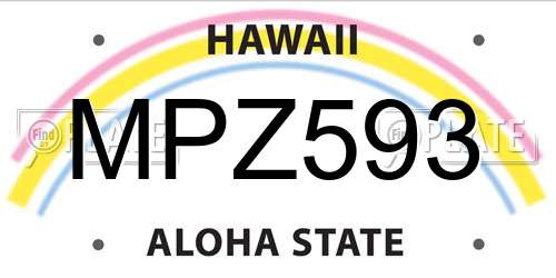 MPZ593 Hawaii License Plate