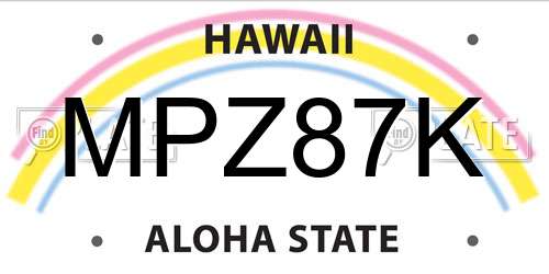 MPZ87K Hawaii License Plate
