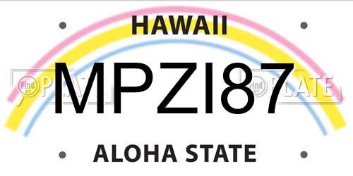 MPZI87 Hawaii License Plate