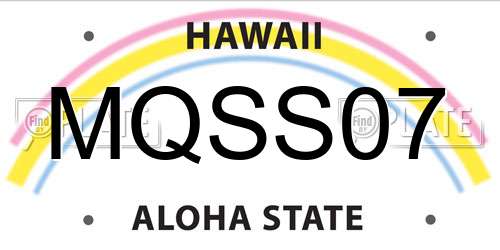 MQSS07 Hawaii License Plate