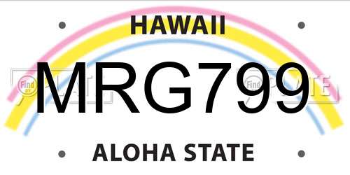 MRG799 Hawaii License Plate