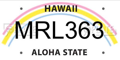 MRL363 Hawaii License Plate