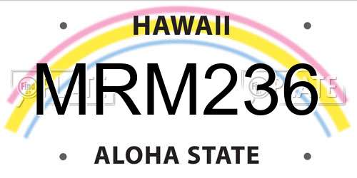 MRM236 Hawaii License Plate