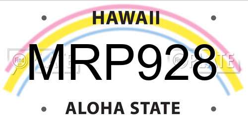 MRP928 Hawaii License Plate