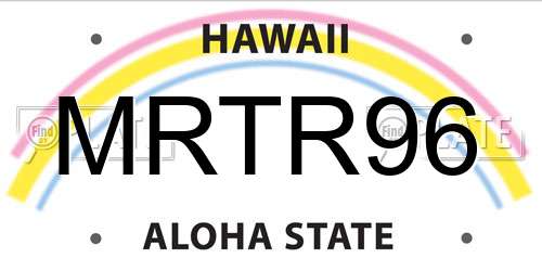 MRTR96 Hawaii License Plate