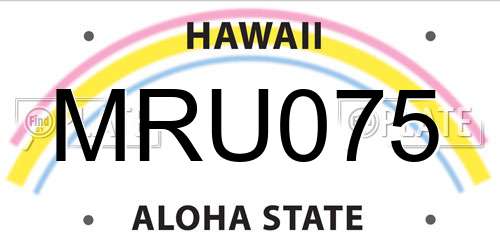 MRU075 Hawaii License Plate