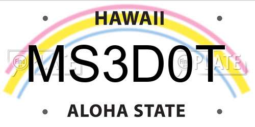 MS3D0T Hawaii License Plate