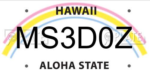 MS3D0Z Hawaii License Plate
