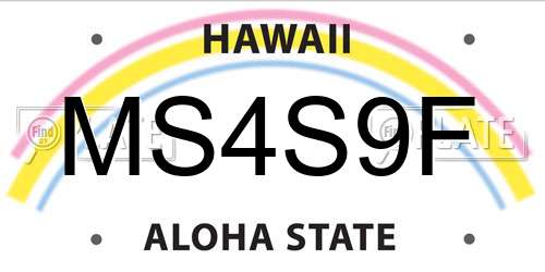 MS4S9F Hawaii License Plate