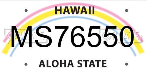 MS76550 Hawaii License Plate