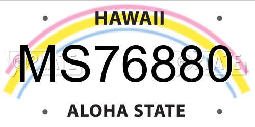 MS76880 Hawaii License Plate