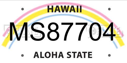 MS87704 Hawaii License Plate