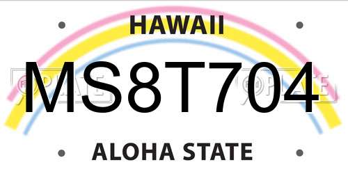 MS8T704 Hawaii License Plate