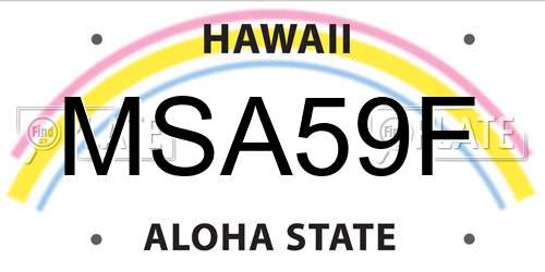 MSA59F Hawaii License Plate