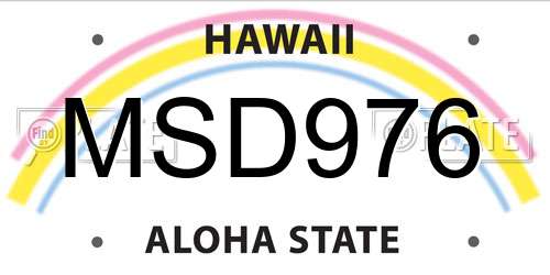 MSD976 Hawaii License Plate