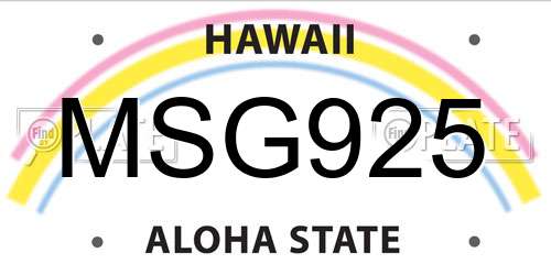 MSG925 Hawaii License Plate