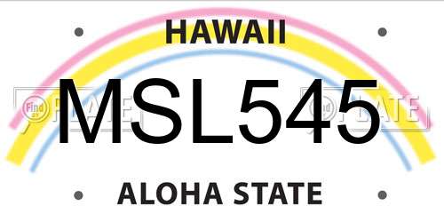 MSL545 Hawaii License Plate