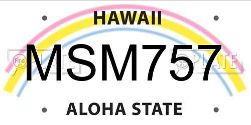 MSM757 Hawaii License Plate