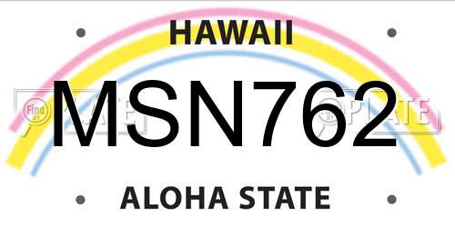 MSN762 Hawaii License Plate