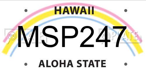 MSP247 Hawaii License Plate